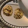Steel Needle Wrapped Metal Flower Stud Earrings French Ins Retro Niche Fashion Earrings Light Luxury High-end Earrings Women