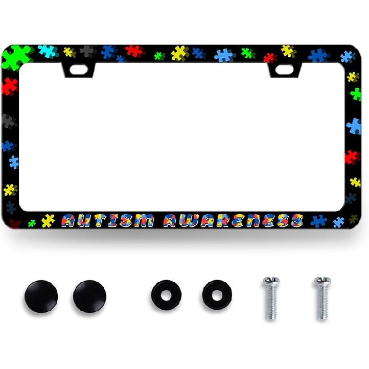 Pink Flamingo License Plate Frame Beautiful Glitter Animal License Plate Holder For Car Decorative Stainless Steel Colorful License Plate Flamingos