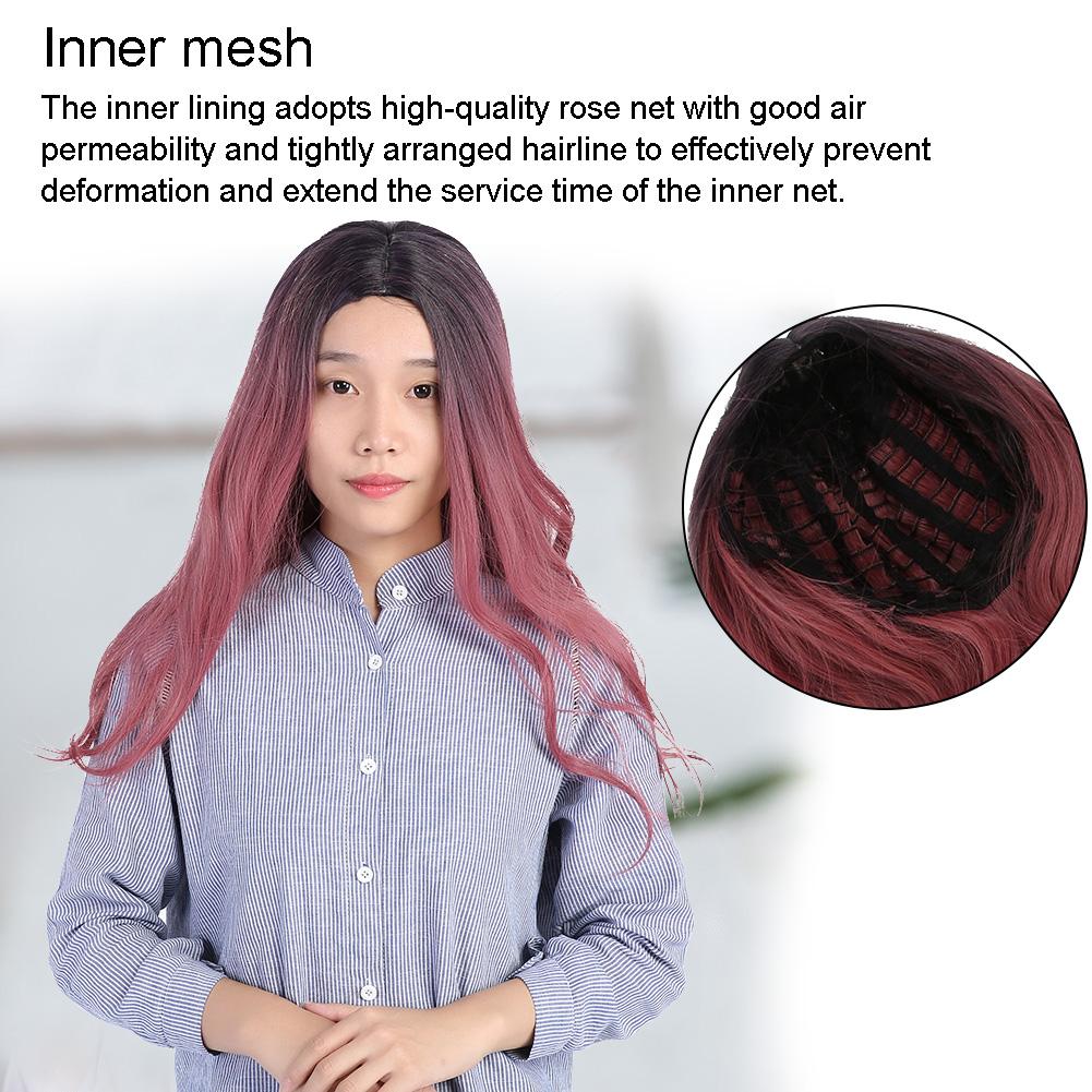 Women s Wig Long Pink Wavy Synthetic Hair Heat Resistant Cosplay Curly Wig