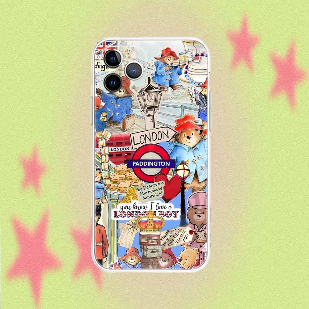 P-PaddingtonS Bear Phone Case For iPhone 17,16,15,14,13,12,11 Pro,Max,Plus,Air,X,XS,XR,SE,Mini Transparent Soft