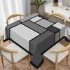 Non-slip Geometric Splicing Tablecloth White Gray Contrasting Table Linen Table Cover Restaurant