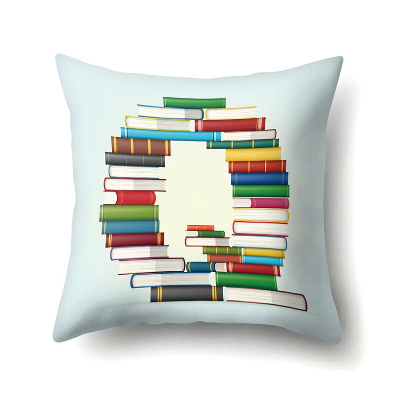 Polyester Pillowcase Car Decoration Home 26 English Letters Print Book Pillowcase