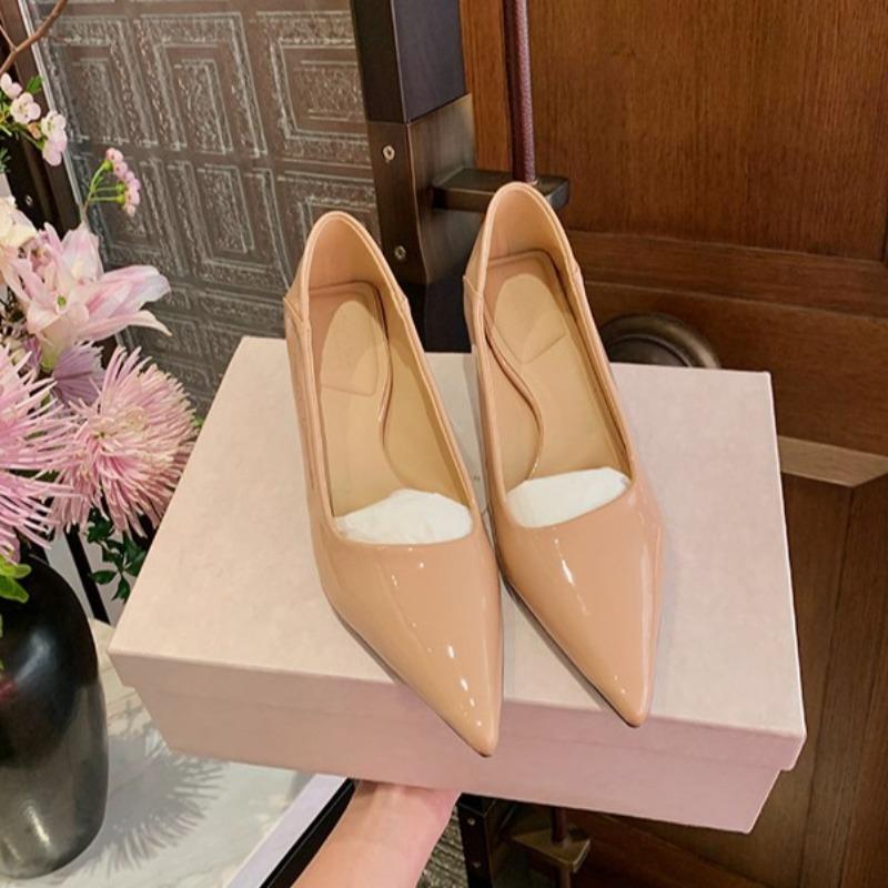 Sheepskin~ Shoes temperament pointed high heels women's shallow mouth empty elegant versatile kitten and single shoes women