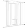 106cm Tall Dog Gate with Cat Door, 7cm and 14cm Extensions, for Stairs, Doorways, 76-104cm Width