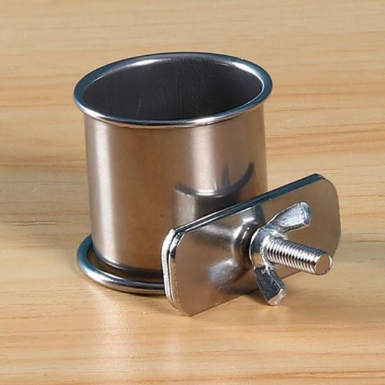 Bird Feeding Bowl Stainless Steel Cup with Clamp Parrot Feeder Birdcage Feeder Food Water Dish Pet