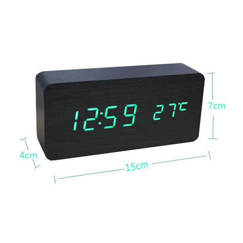 LED Wooden Alarm Clock & Thermometer - Digital Electronic Gift