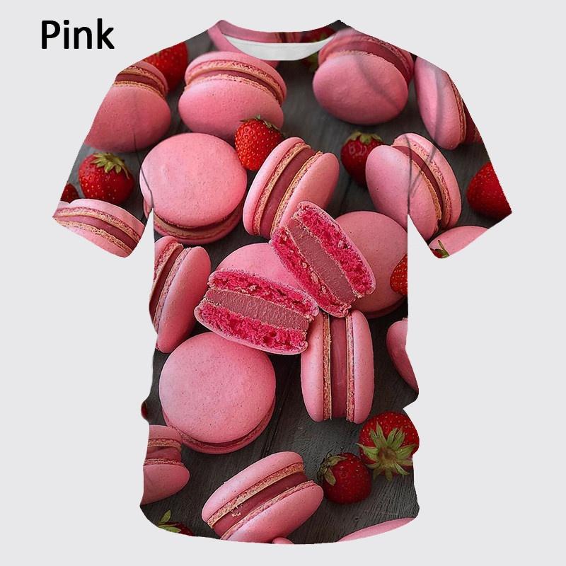 HerSight Grappig Voedsel T-shirt 3D Print Mannen Koekje Macaron Wafel Casual Cool Mode Casual Korte Mouw Ronde Hals T-shirt 4XL