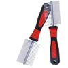 2-Piece Stainless Steel Double-Sided Dog Comb for Effective Grooming and De-Shedding of Dogs and Puppies In Red