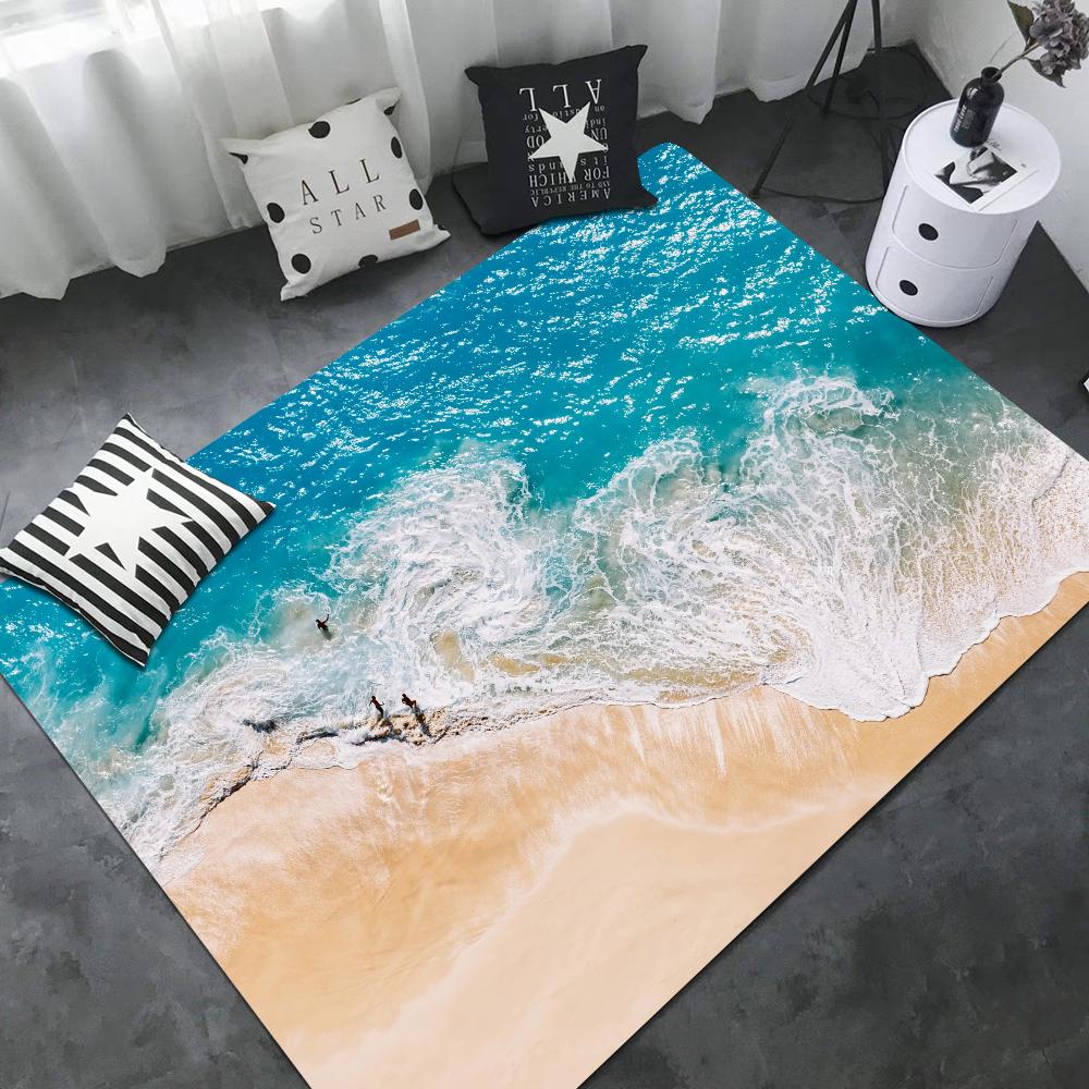 Large Waves Beach Floor Mat Nordic Style Home Doormat Bathroom-Toilet Mats Bedroom Hotel Decor Mat