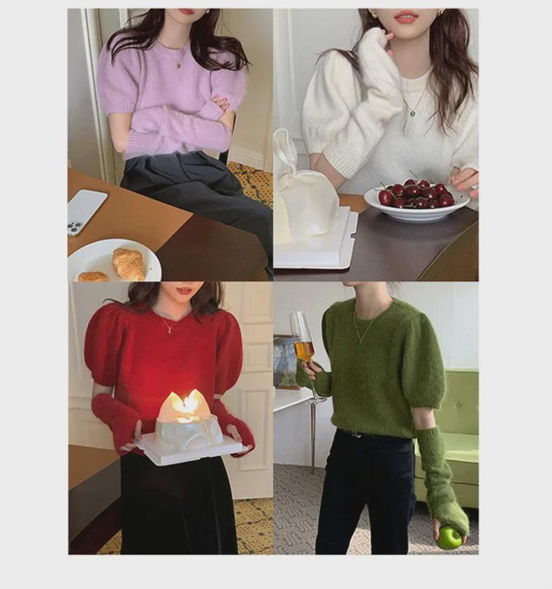 Korean Puff Sleeve Sweater for Women - New Design, Versatile for Autumn, Winter, and Spring