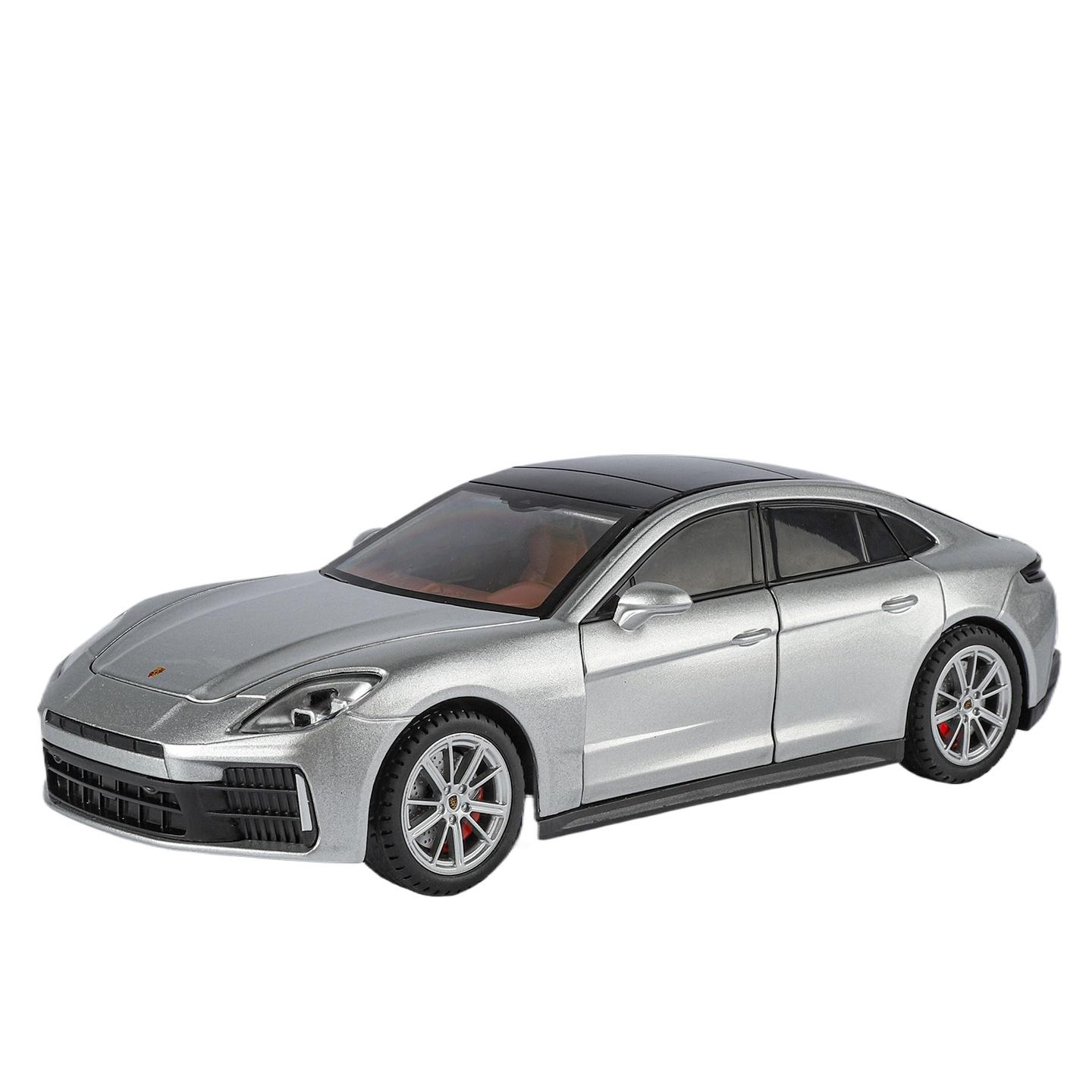 

1/24 Porsche Panamera 2025 Купе Сплав Модель Спортивного Автомобиля Литой Металлический Автомобиль Модель Автомобиля Звуковая и Световая Симуляция Детская Игрушка Подарок серебряный