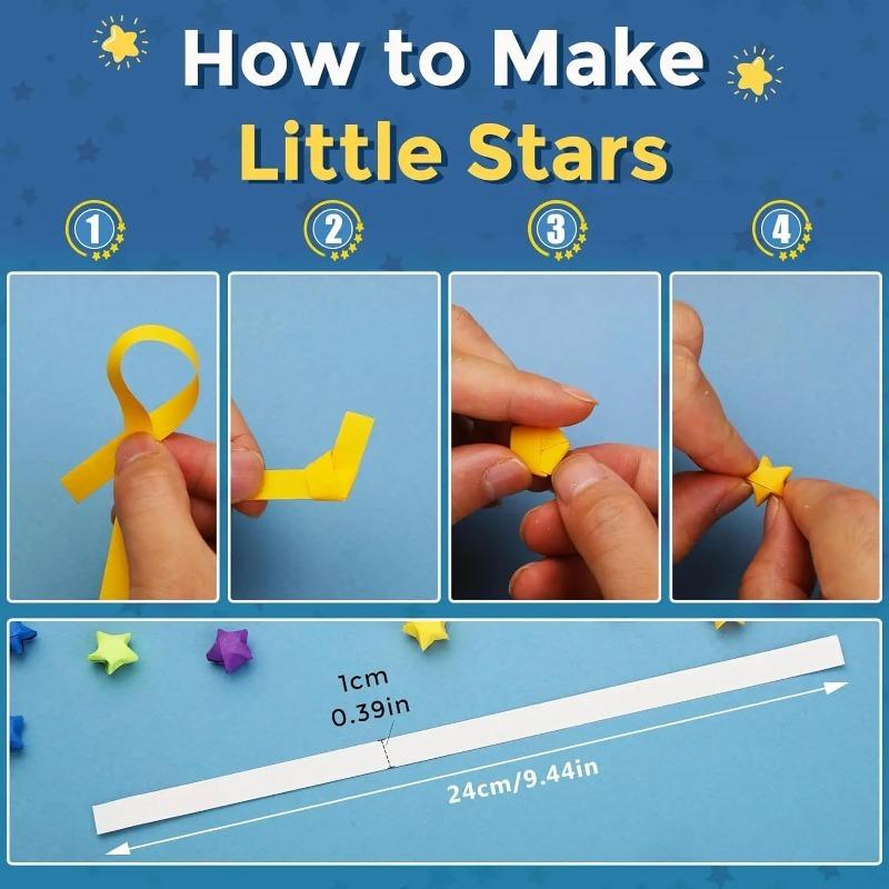 Vánoční svítící origami hvězdy Papír 10 barev Proužky Štěstí Hvězda Dekor Skládací papír Řemeslný papír DIY Umění Řemeslné potřeby