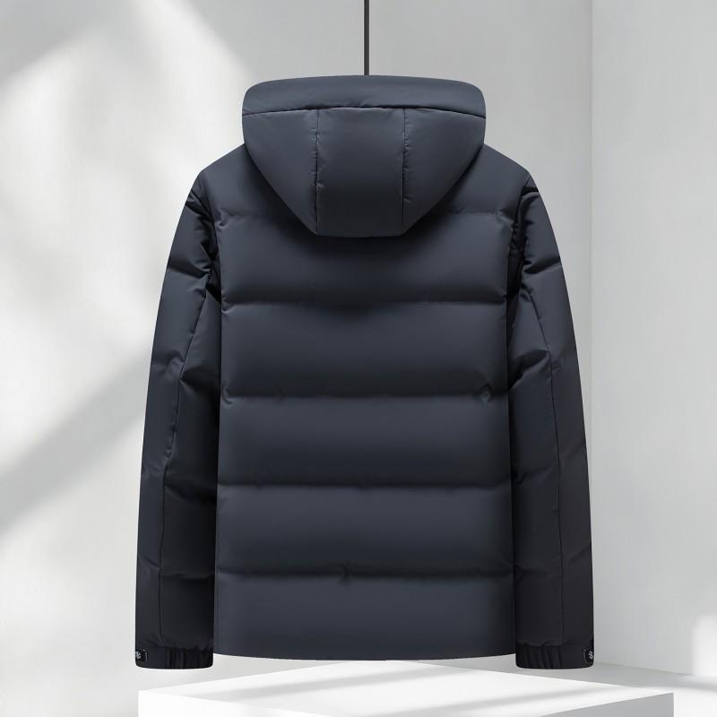 Mens Lightweight Hooded Down Jacket Winter Daily Wear Loose Fit Warm Parka With Removable Hat 50% Goose Fill