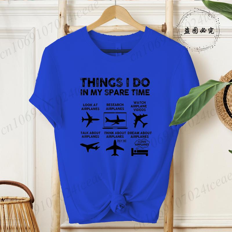 Unisexs Airplane Graphic TShirt Things I Do In My Spare Time 2026 Fashion Hip Hop Streetwear Casual Short Sleeve Tee ST01