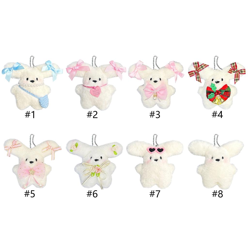 Cute Puppy Plush Toy Pendant Keychain Cartoon Big Ear Dog Dolls Figure Ornament for Backpack or Car Key Bag Charm Decors