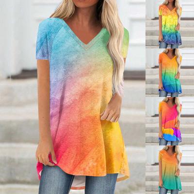 Ladies Short Sleeve Pleated Loose Tops Plus Size Casual Tops V Neck Short Sleeves Casual Summer T Shirts Ladies Tops T Shirts Shirts