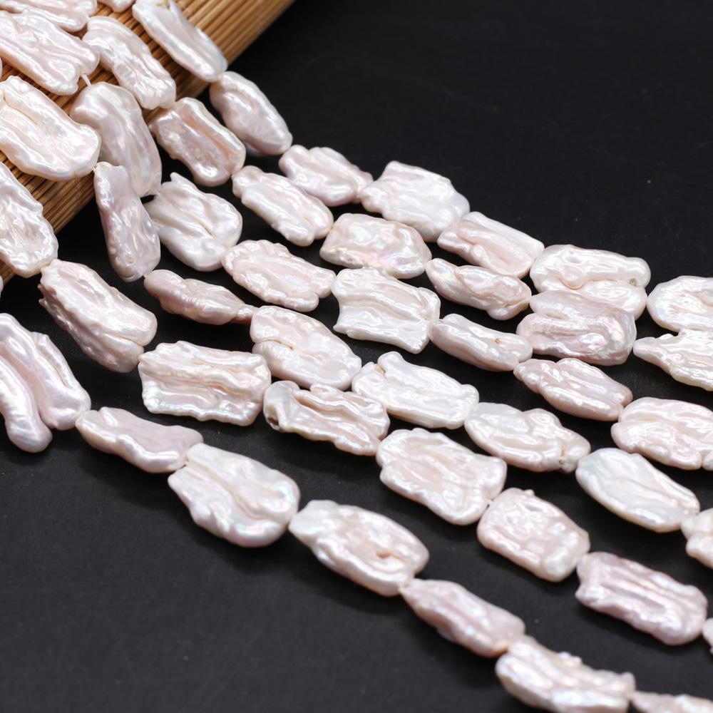1String, Irregular Baroque Pearls, White Natural Freshwater Pearl Beads, 12×23–15×25 mm, for DIY Necklace Bracelet Accessories, Jewelry Making, 36cm