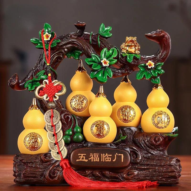 Feng Shui Fortune Gourd Ornaments Living Room Entrance Decor Opening Miniatures Gift