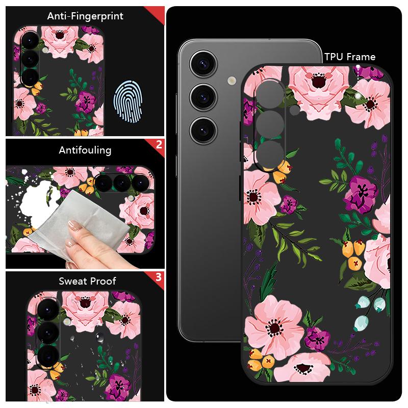 Husă Moale TPU cu Imprimeu Flori de Bujor Pentru Samsung Galaxy S25 S22 S23 S24 Ultra S24 FE A56 A55 A53 A54 A35 A15 A16 A36 5G