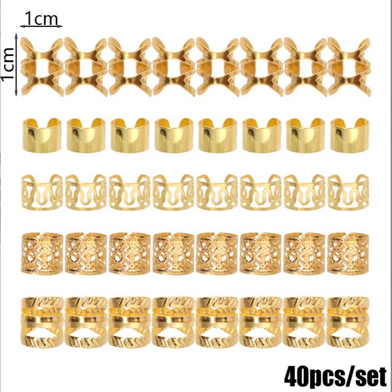 Wig Accessories Braid Hair Decor Golden Silver Dreadlocks Hair Extensions Rings Styling Tool