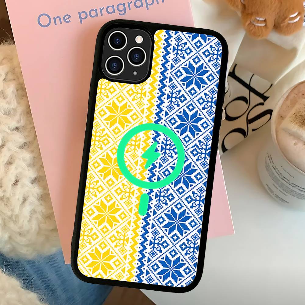 

G-Ukraine Ornament Pattern Phone Case For IPhone 16 15 14 13 12 11 17 Pro Max Plus Magnetic Wireless Cover iPhone 14pro max