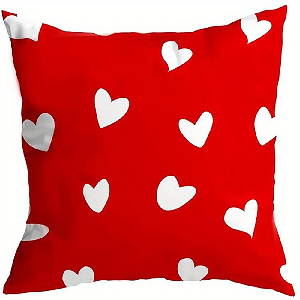 Red Hearts Pillowcase with White HeartsSuitable for Sofa Car Bedroom Decorative Cushion Cover Pillow Cover