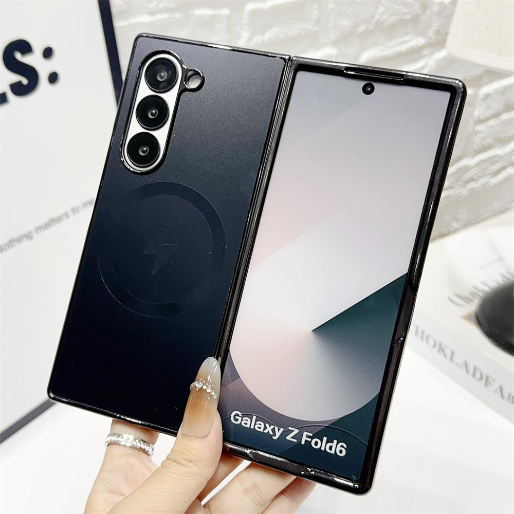 Luxury Plating Matte for Magsafe Magnetic Wireless Charging Phone Case for Samsung Galaxy Z Fold 7 6 5 4 3 Shockproof Back Protect Cover