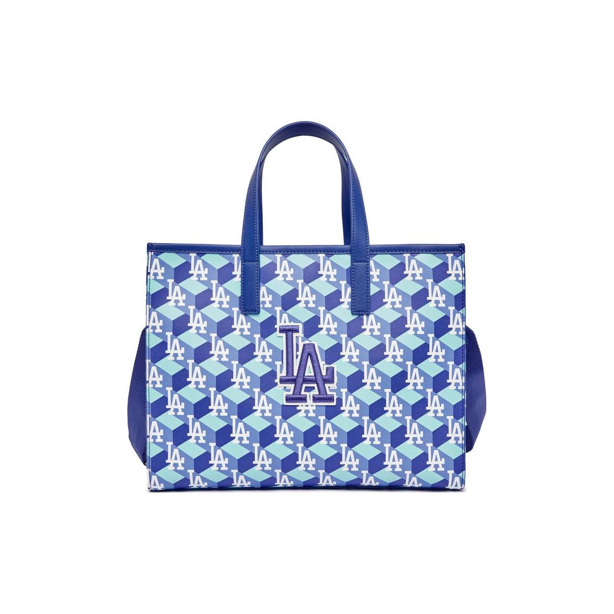 

MLB Letter Logo Los Angeles Dodgers All Over Print Commuter Versatile Synthetic Leather Tote Bag Shopping Handbag Medium Women Tote 3AORM042N-07BLS Blue