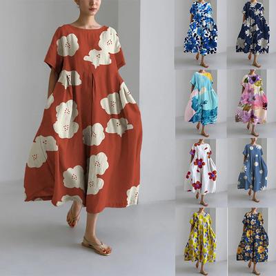 Spring and Summer Fashionable Casual Women's Round Neck Short Sleeved Women's Dress