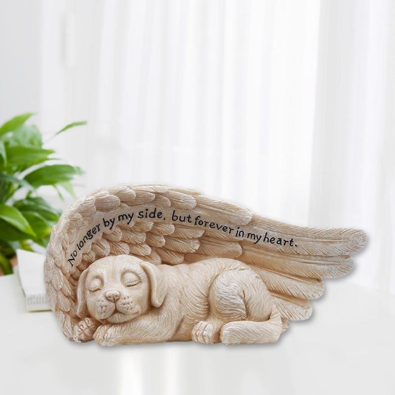 Dogs Angel Pet Memorial Grave Marker Statue Resin Art Crafts Decorations