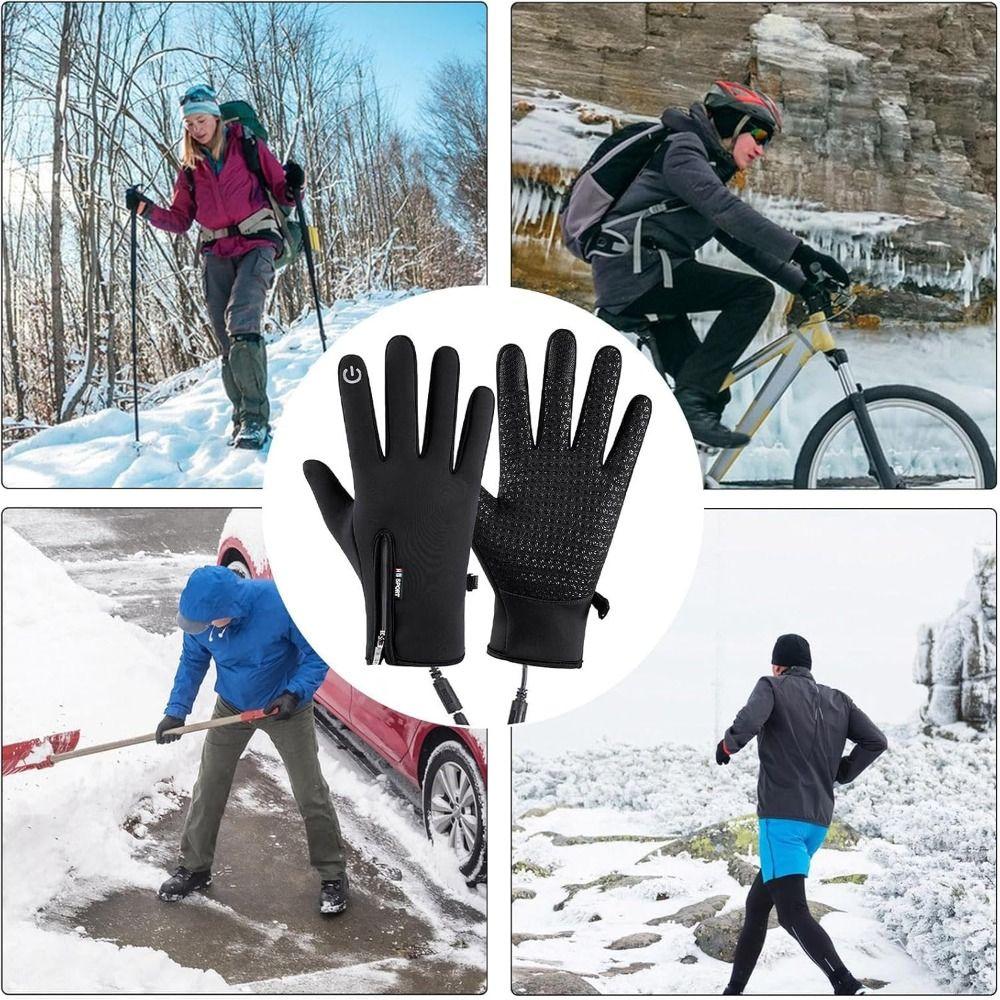 Reusable USB Heated Gloves Polyester Touchscreen Gloves Durable Rechargeable Gloves  for Winter
