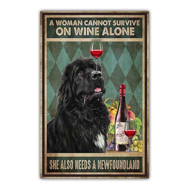 Retro art animal canvas painting lovely dog reading poster slogan wall painting living room bedroom home decoration mural No Frame