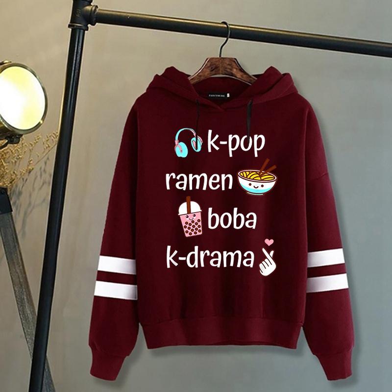 K-POP Ramen Boba K-drama Potisk Mikiny Ženy Muži Podzim A Zima Harajuku Mikina Ležérní Pulovr Topy