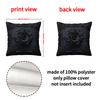 Home Black and White Rose Print Linen Pillow Cover Halloween Sofa Living Room Decoration Cushion Cushion