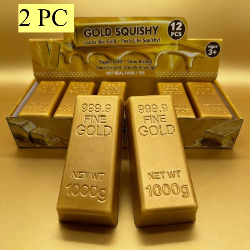 New Gold Butter Stick Squishy Slow Rebound for Decompression Stress Relief Gold Bar Squeeze Relief Fidget for Party Gift Favors