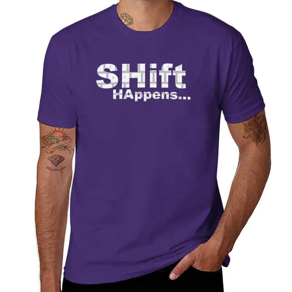SHift HAppens T-Shirt hippie clothes funnys plus size tops summer clothes oversized t shirt men