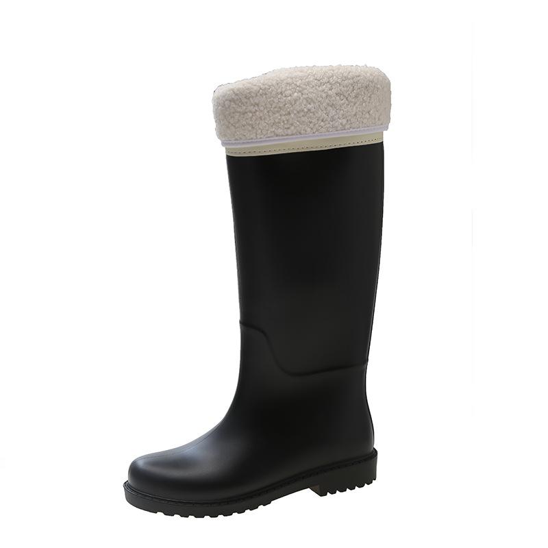 Tall Tube Fashion Rain Shoes Women's Water Boots Color Matching New Outer Wear Rain Boots Women's Adult Long Boots Waterproof Glue Shoes