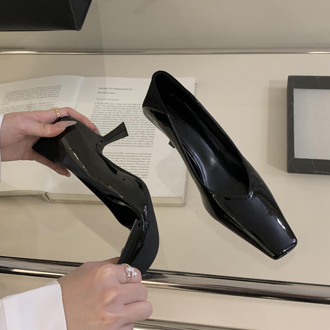 

Fashion Bailamos 2025 New Brand Women Pumps Shoes Fashion Shallow Slip On Ladies Elegant Boat Shoes Square High Heel Dress Pumps Shoes 39 чёрный