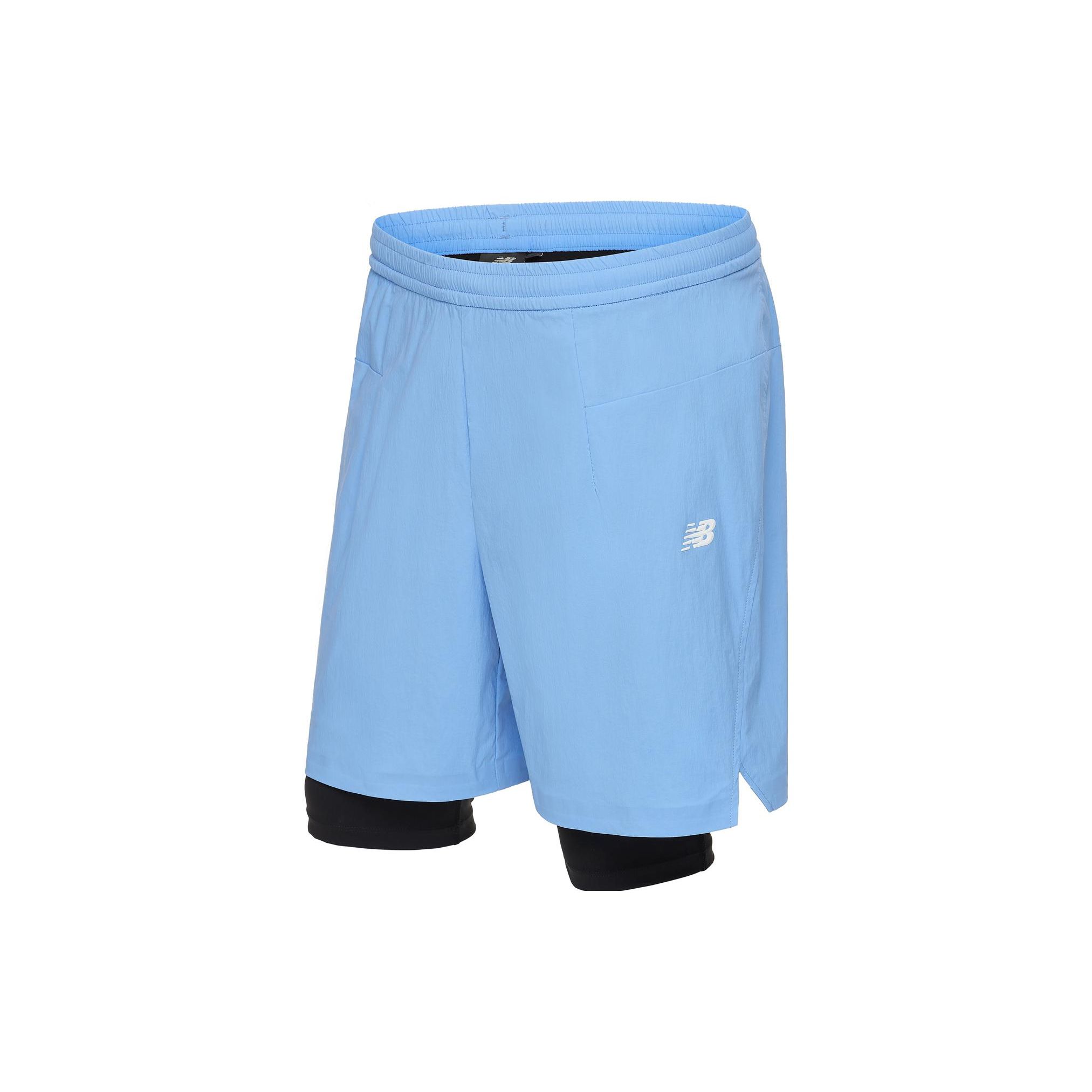 

New Balance однотонные спортивные шорты с эластичной резинкой на талии, спортивные шорты унисекс, синие 5VD24511-LBL