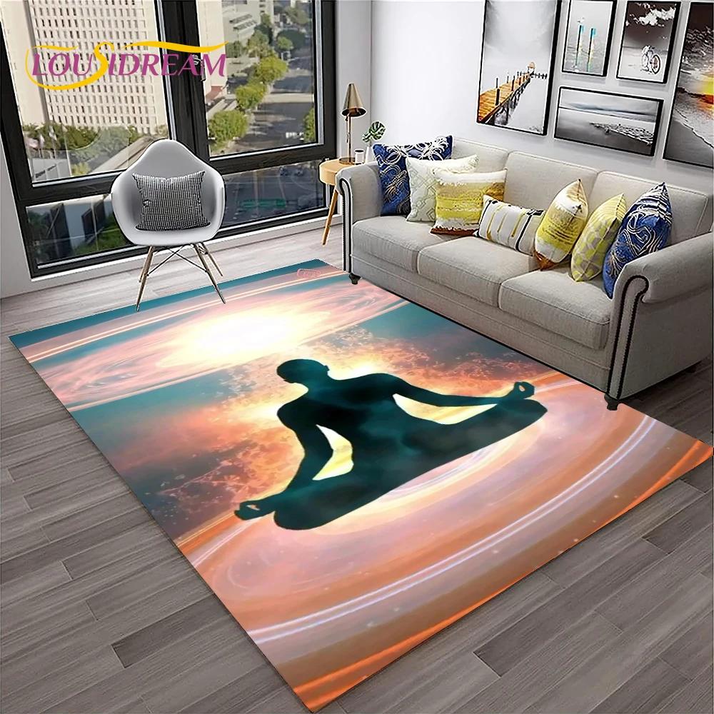 Naturalize Yoga Meditatie Regenboog 7 Chakra Zacht Tapijt Kleed voor Huis Woonkamer Slaapkamer Bank Deurmat Decor, Antislip Vloermat