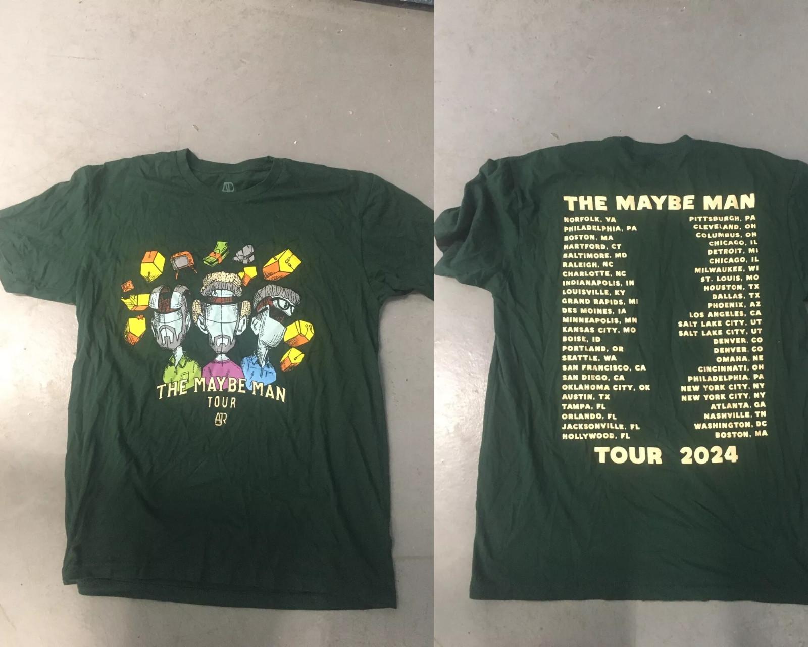 

AJR THE MAYBE MAN TOUR 2024 Green T Shirt Mens Womens Tees Top Size S-4XL M