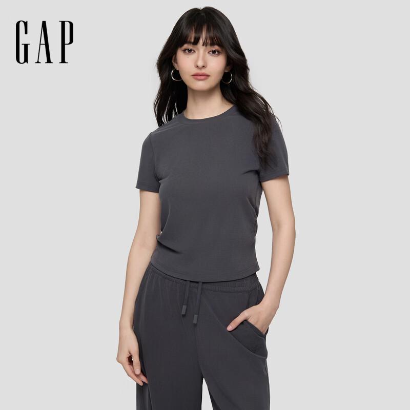 GAP Women's Logo Embroidered Pleated Knit T-Shirt