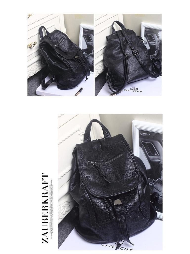 Damenrucksack aus Lammleder im koreanischen Stil mit Stickerei - Modisch & geräumig für Reisen oder die Schule