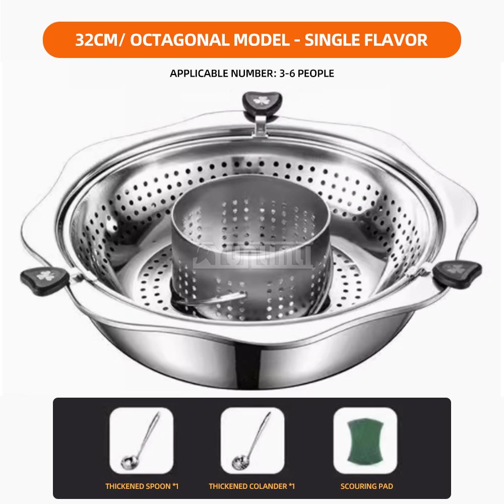 

Stainless Steel Hot Pot Cooker Rotary Lifting 32cm Fondue Pots with 2 Flavors Estufa Sauce Pan Panela De Elétrica бобровый