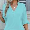 2026 Neues Sommer Damen Einfarbig Modisches Lässiges T-Shirt Oberteile Hemd