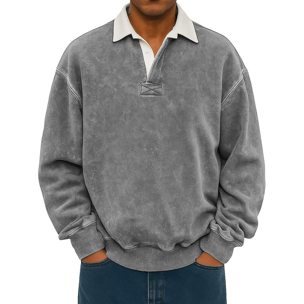 Men's  Leisure  Flip Collar  Long Sleeves  Pullover  Hoodie