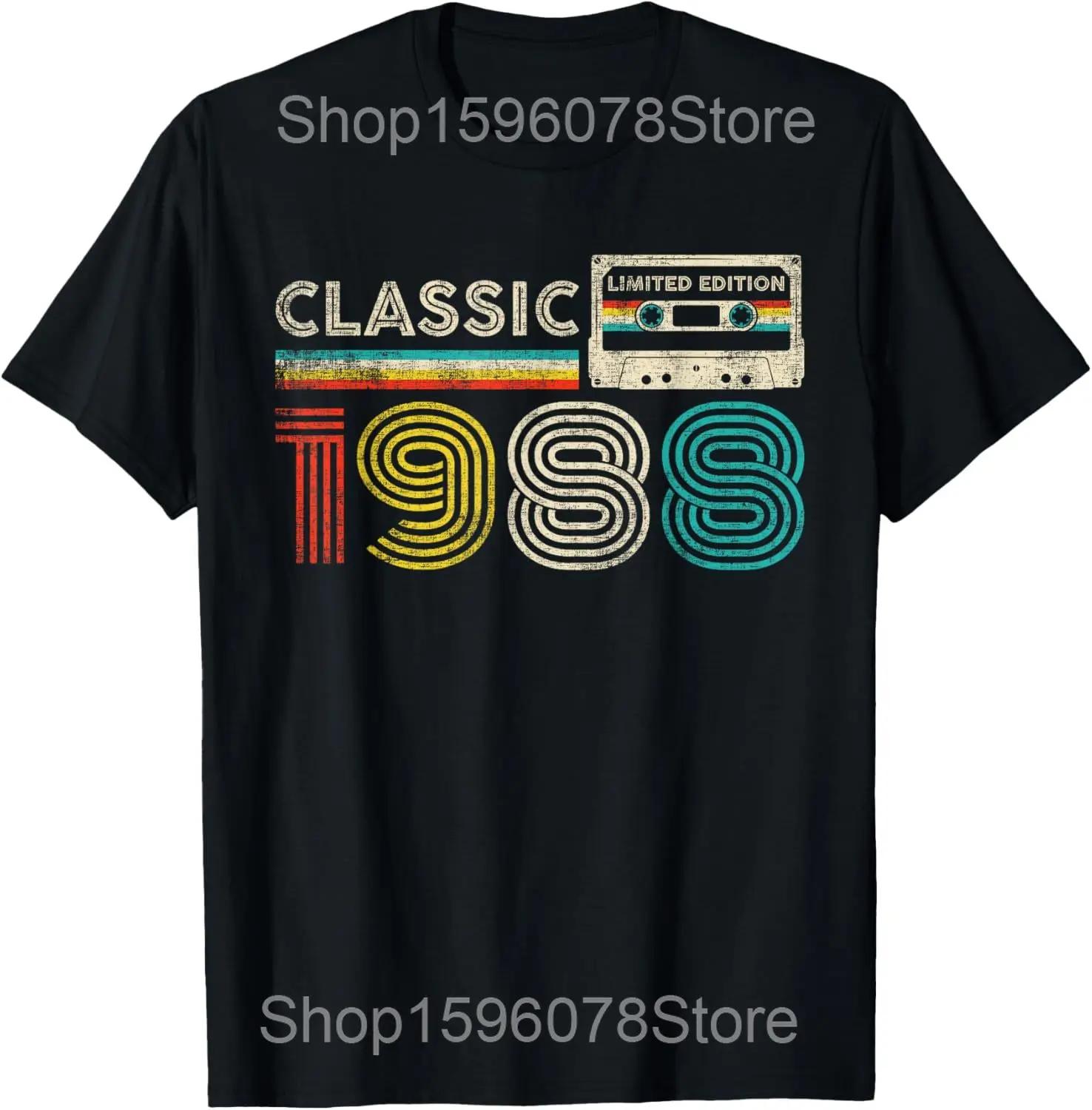 

Vintage Made In 1988 Birthday Gift T Shirts Men Pure Cotton Humor Streetwear Tee Shirt Short Sleeve Unisex Loose Clothing S