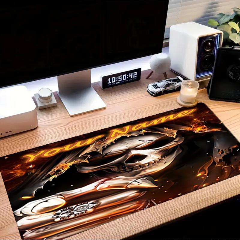 1PC Custom Name "Skull Art Fire Theme" Mouse pad, keyboard and mouse desk pad, for computer notebook Birthday Gift For Any Room Or Office
