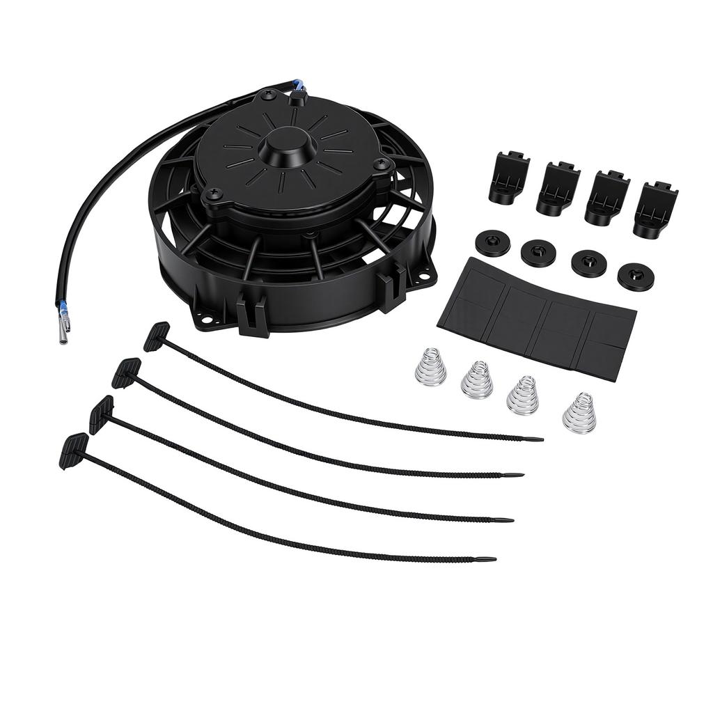 Elektrický chladicí tenký radiátorový ventilátor 156mm průměr Vysoký výkon 12V 80W motor s montážní sadou