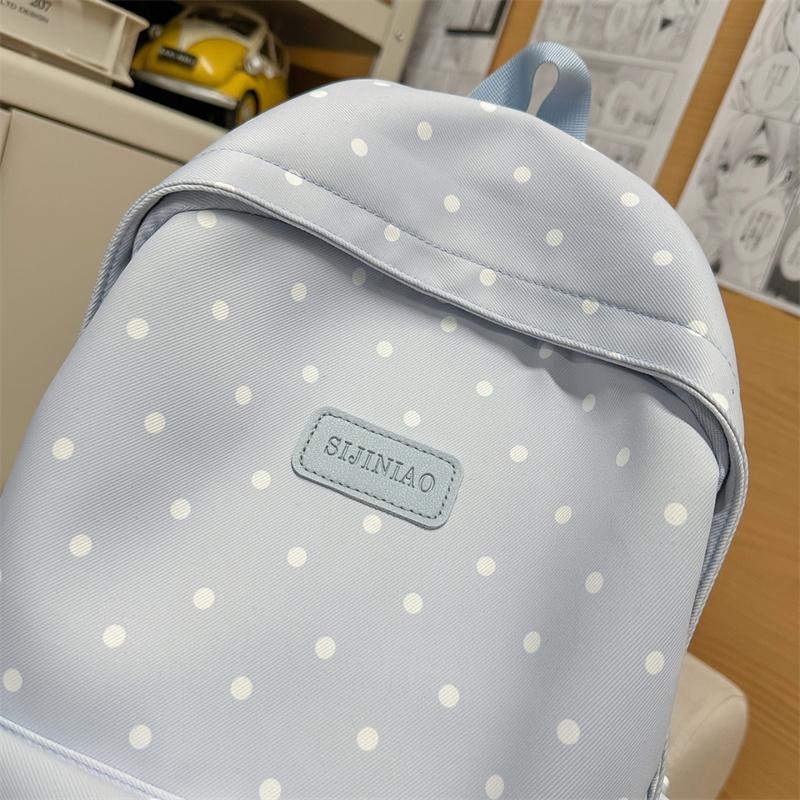 Lightweight Student Schoolbag Dot Print Commuter Backpack